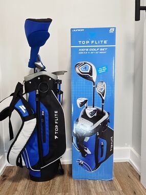 Kids Top Flite Golf Set Blue Right Hand Size 5-8 Or "48-52". Missing 5 HYBRID.